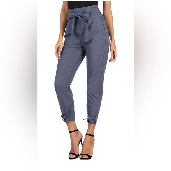 GRACE KARIN High Waist Pencil Paper Bag Pants with Bow Knot Womens Large - Picture 1 of 10